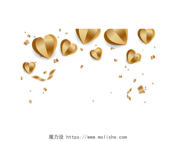 金色剪纸风214浪漫情人节七夕节爱心气球矢量素材